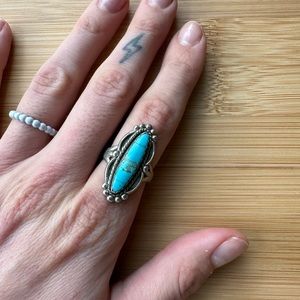 Genuine Turquoise Sterling Silver Ring size: 7.5